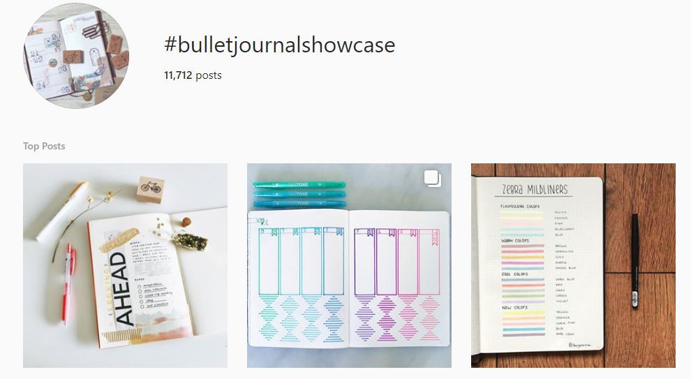 bullet journal hashtags