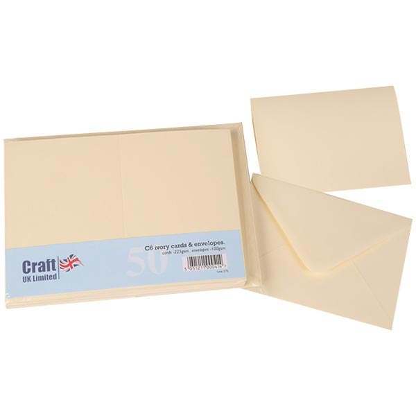Craft UK 864 C5 Card and Envelope pack of 25 Ivory 