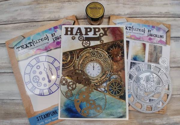 Peek-a-Boo Card Tutorial using TEXT{ures} Steampunk collection
