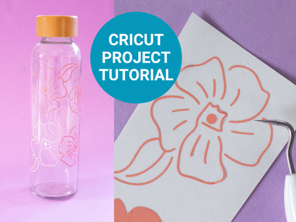 Cricut Project Idea: Floral Water Bottle with Baby Pink and Coral Vinyl