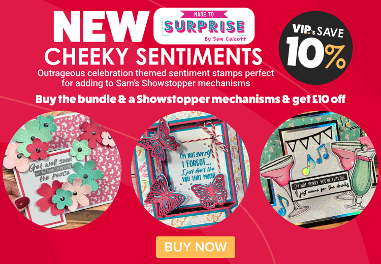 Buy the Made To Surprise Cheeky Sentiments bundle & selected Showstoppers mechanisms together & get £10 off